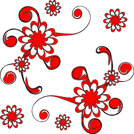 The Bright red flowerses. Much beautiful daisywheels.のイラスト素材