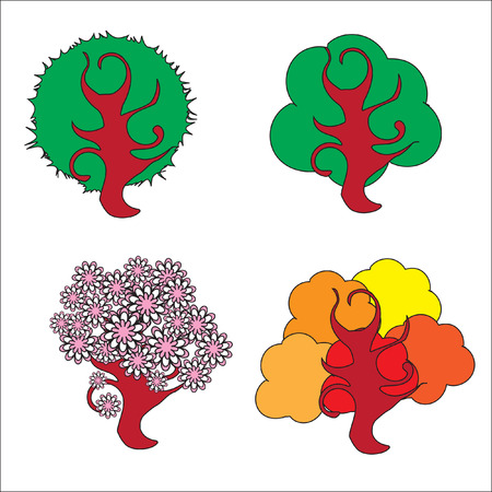 The Unusual tree. The Solitary tree on white background.のイラスト素材