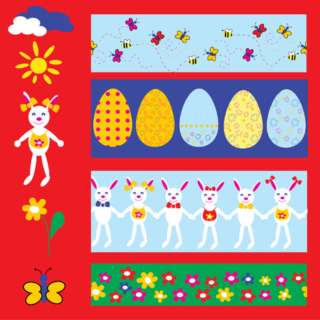The Peaster seamless.The Egg with bright floral drawing.のイラスト素材
