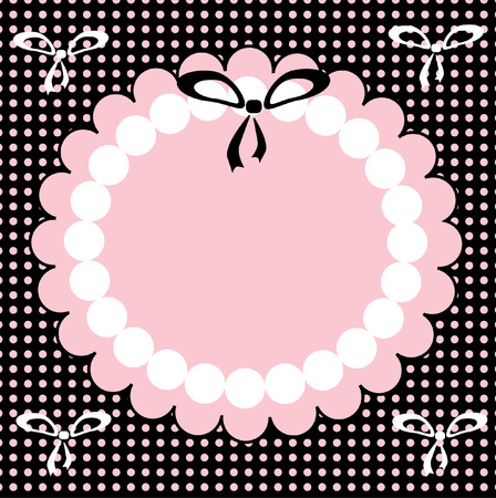 The Rose frame with black small bow. The Complimentary postcard.のイラスト素材