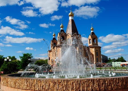 The Cathedral on background blue sky. Russia.の写真素材