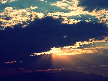Colorful sunset behind the mountains