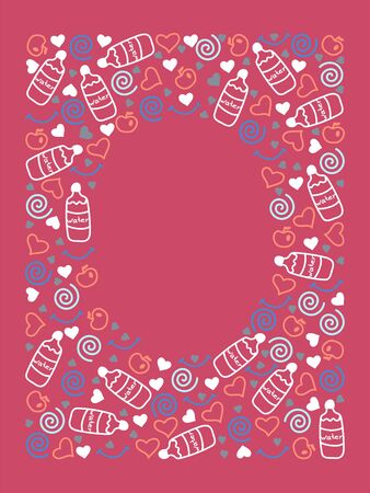 bright isolated Doodle frame. cartoon banner or poster. Template for your design.のイラスト素材