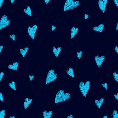 seamless pattern with hearts. Drawing drawn by hand with pencils.