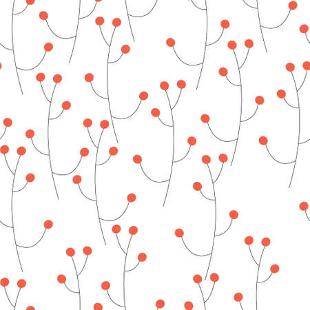 Seamless pattern with lots of small stylized twigs with berries. Decor for creating textiles or wallpaper.のイラスト素材