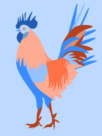 A bright illustration with the image of a rooster.のイラスト素材