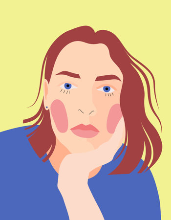 a bright illustration depicting a portrait of a girl. Beauty illustration.のイラスト素材