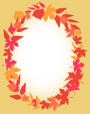Oval frame made of autumn leaves.のイラスト素材