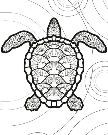 Turtle coloring book page for adults vector illustration. Zen-tangle style.のイラスト素材