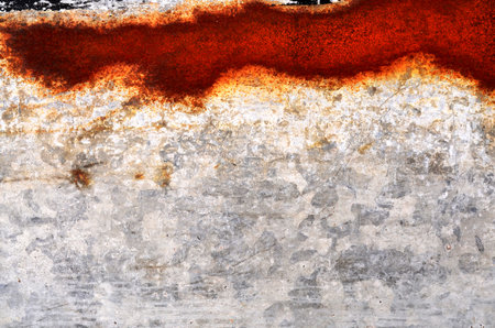 rusty metal sheet with red paint, abstract background, grunge texture