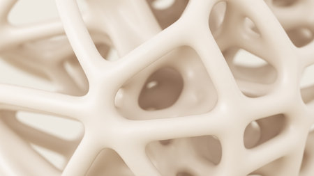 Abstract 3d rendering of chaotic structure. Bended stripes background.