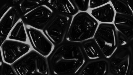 Futuristic technological background made from black extruded shapes. Abstract background. 3D rendering illustration.の写真素材