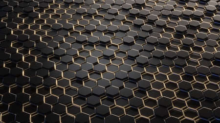 3d render of abstract hexagonal honeycomb background. Honeycomb pattern.