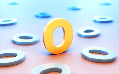 number zero on a blue background. 3d render. computer generated image