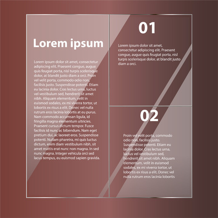 Mocap infographics: a glass window for text of three parts with highlights on a red background.のイラスト素材