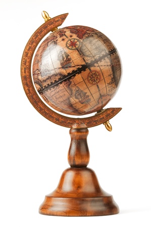 The vintage globe, separately on a white backgroundの写真素材