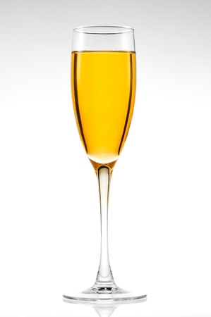 Glass of champagne on a white backgroundの写真素材
