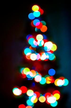 Lights Christmas tree garland in defocus.の写真素材