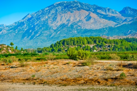 Green Hills of mountains in the background. Turkey.の写真素材
