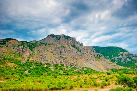 Demerji mountain in the overcast. Ukraine, the Crimean peninsulaの写真素材