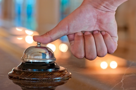 man-up call is a concierge at the hotelの写真素材