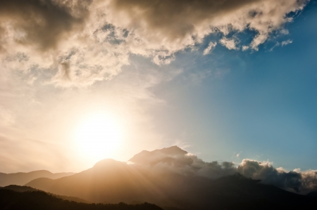 Sunset over the mountain and clouds TahtalÄ±, Turkeyの写真素材