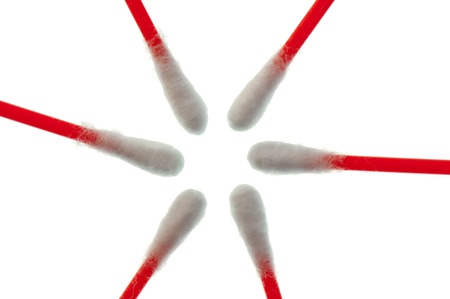 pure cotton buds are forming a circle raysの写真素材