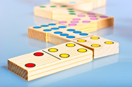 wooden domino game closeup shotの写真素材