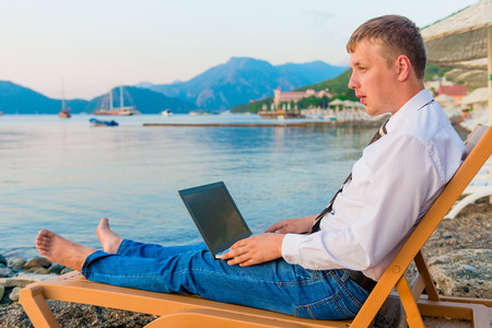 young and successful entrepreneur in the holiday worksの写真素材