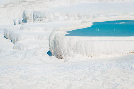 water-filled basins in Pamukkale in Turkeyの写真素材