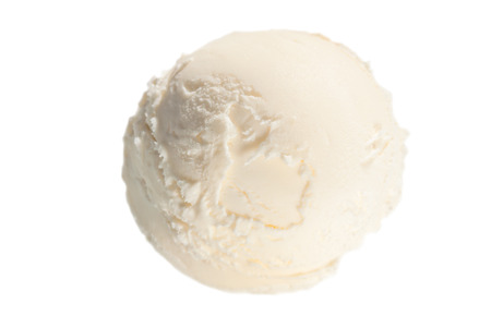 one ball of vanilla ice cream on a white backgroundの写真素材