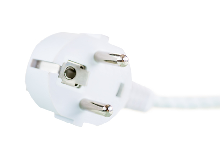 appliance plug closeup on a white backgroundの写真素材