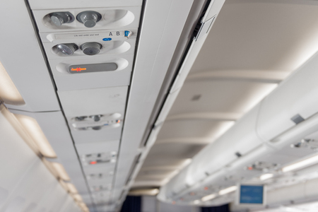 individual control panel for light and air conditioning in the airplane