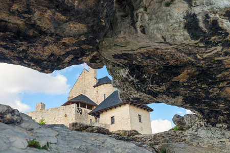 Bobolice, Poland - August 13, 2017: view of the castle of Bobolice with stonesの写真素材