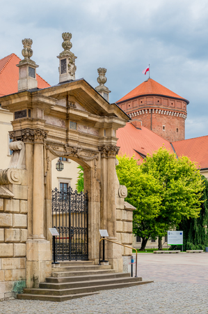 Krakow, Poland - August 13, 2017: Krakow, beautiful gate in the Wawel Castleのeditorial素材