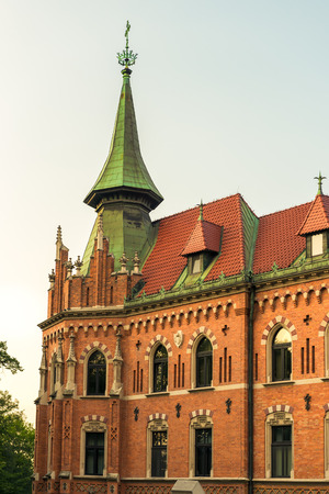 Krakow, Poland - August 14, 2017: Krakow, high brick tower - Wawel Castle on blue sky backgroundのeditorial素材
