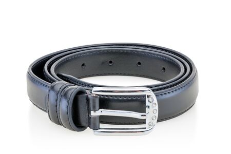 black leather female belt isolated on white background