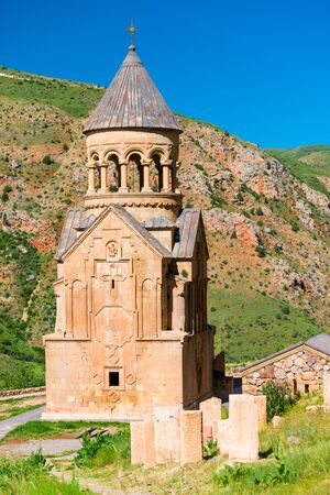 View of Noravank Monastery on a red rock summer morning, a famous landmark of Armenia
