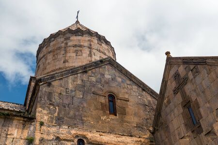 Armenia ancient stone monastery bottom view, landmark of the countryの写真素材