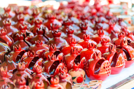 Ceramic Pomegranates at Vernissage Market in Yerevan, Armeniaの写真素材