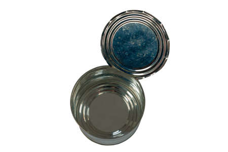 Empty open tin can isolated on the white background