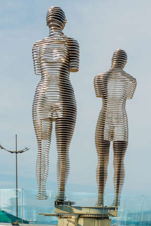 Batumi, Georgia - Jine 14, 2018: Sculpture of Ali and Nino on the embankment of Batumiのeditorial素材