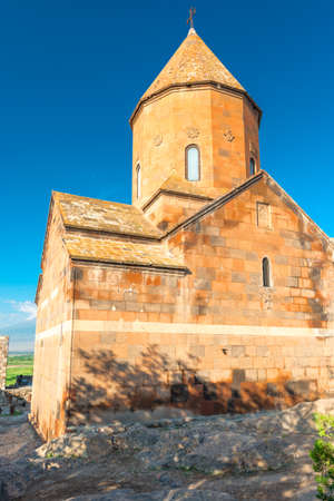 Khor Virap monastery close-up on a background of blue sky, a landmark of Armeniaのeditorial素材