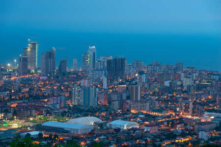 Batumi at night. View on the resort city at sunsetのeditorial素材