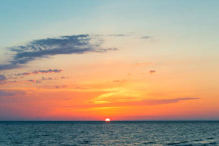 Beautiful orange sunset on the sea landscape