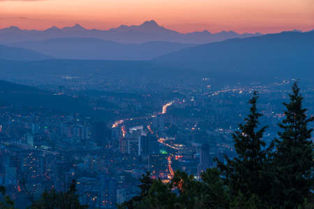 View of the Old Town of Tbilisi, Georgia after sunset