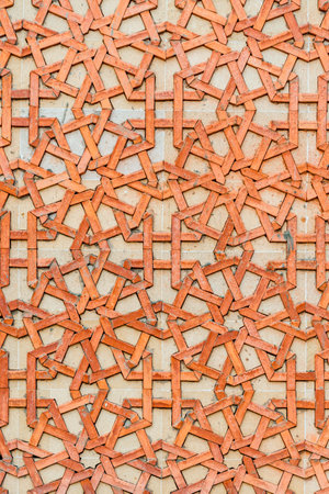 Beautiful Islamic patterns, Geometric background red brickの写真素材