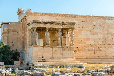Caryatides, Erechtheion temple Acropolis in Athens, Greeceの写真素材