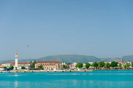 view of the Greek island of Zakynthos from the seaの写真素材