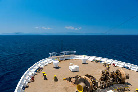 Beautiful view from a bow of yacht at seaward.